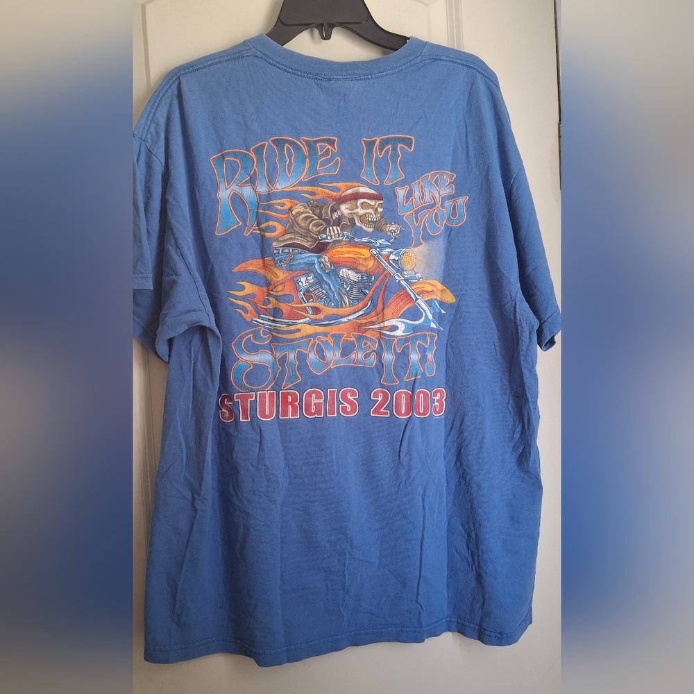 Vintage 2003 Sturgis T-Shirt Black XL Black Hills Skull Motorcycle Biker Faded